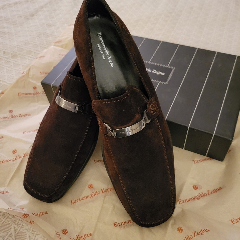 Ermenegildo Zegna Brown Suede Loafers